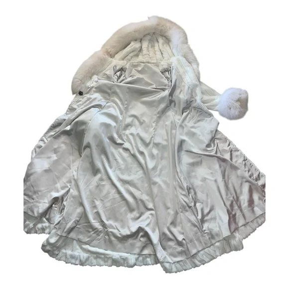 Vintage Womens’s Arctic fox White mink long coat custom made Should Be Size 6 - Picture 7 of 13